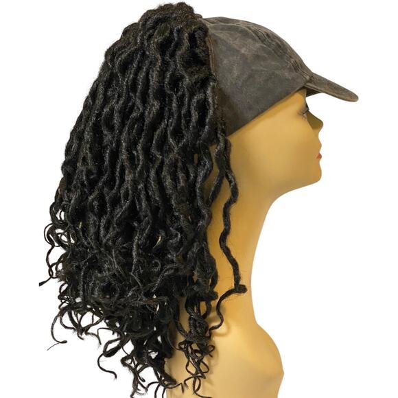 ASHRO Black Braided Locs with Baseball Cap Wig Kinky Twists Synthetic Hair NWT - Picture 1 of 12